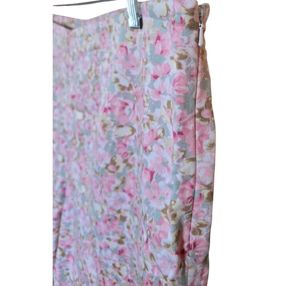 Floral High-Waisted Wide-Leg Cropped Pants Pastel Pink & Green boho cottagecore